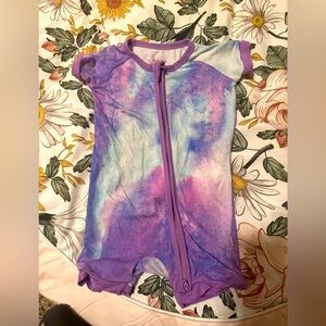 Little Sleepies Purple Watercolor Shorty size 3-6m